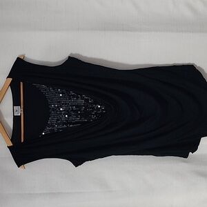 Worthington Black Sequin Drape Blouse